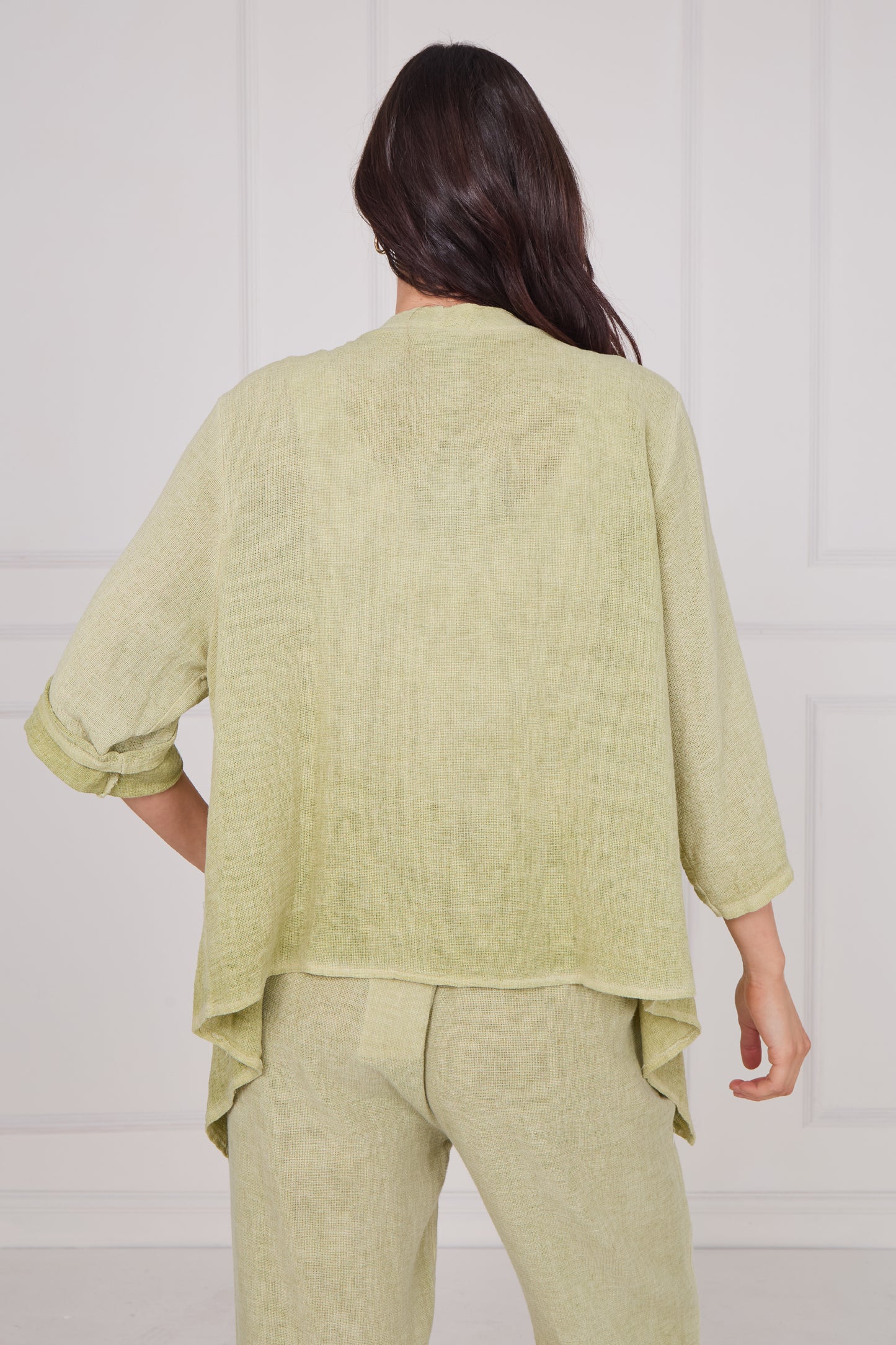 WASHED LINEN WATERFALL SHRUG