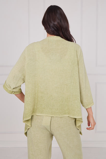 WASHED LINEN WATERFALL SHRUG
