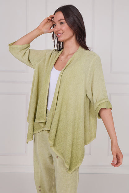 WASHED LINEN WATERFALL SHRUG