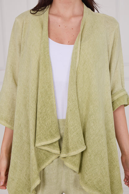 WASHED LINEN WATERFALL SHRUG