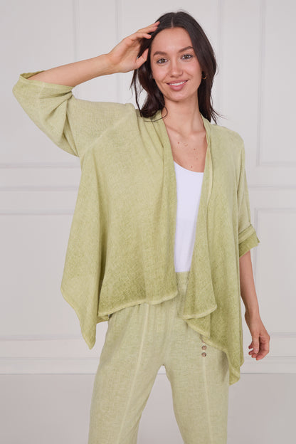 WASHED LINEN WATERFALL SHRUG