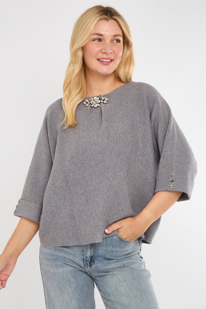 FOLDED SLEEVE CRYSTAL JUMPER