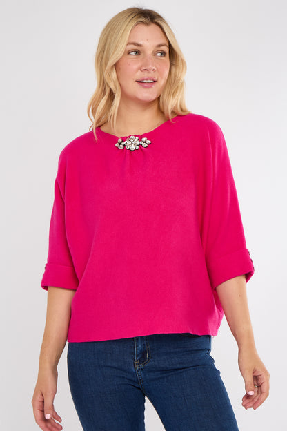 FOLDED SLEEVE CRYSTAL JUMPER