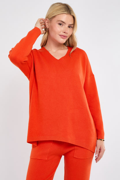 V-NECK RIBBED HEM JUMPER