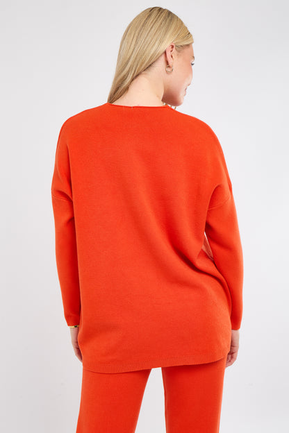 V-NECK RIBBED HEM JUMPER