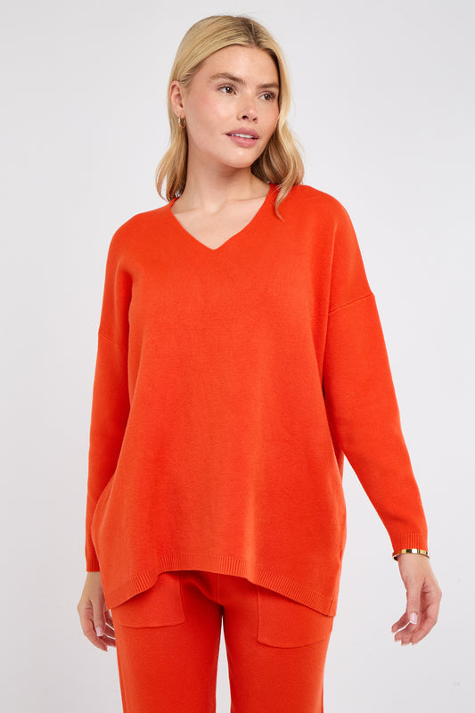 V-NECK RIBBED HEM JUMPER
