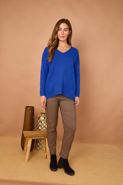 V-NECK RIBBED HEM JUMPER