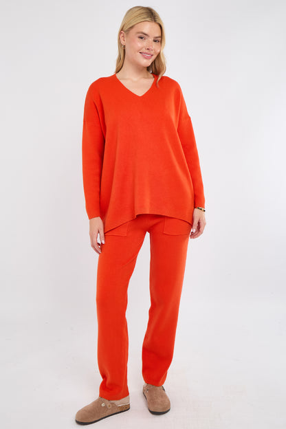 V-NECK RIBBED HEM JUMPER