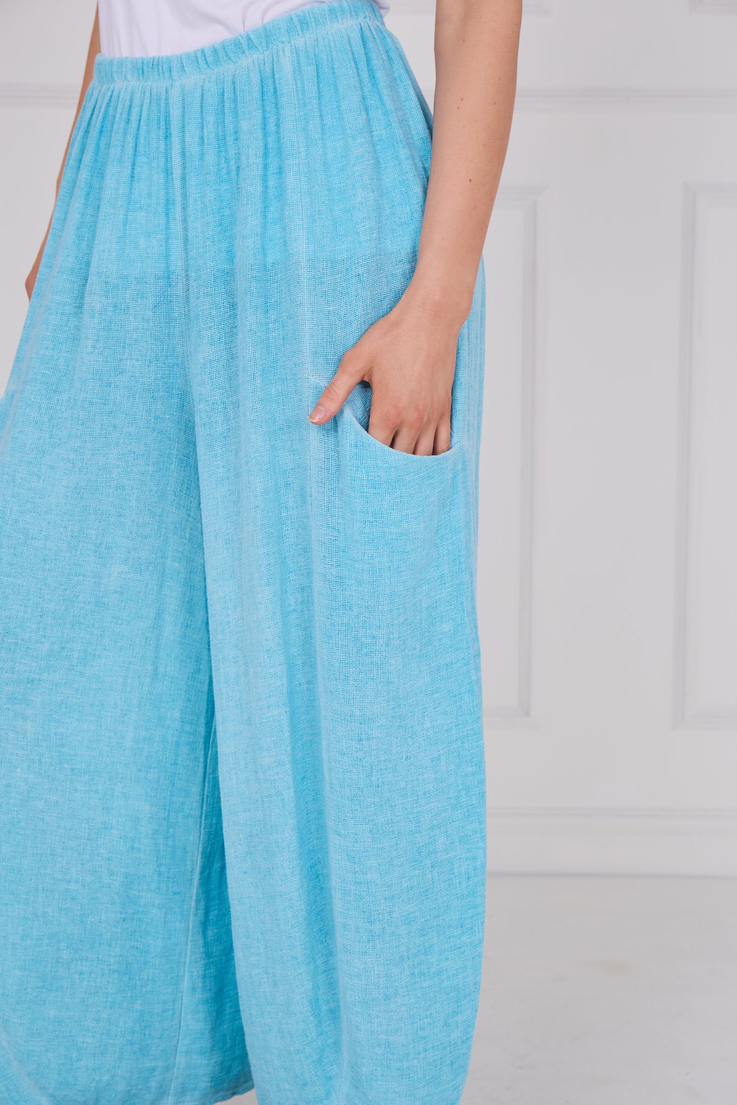 WASHED LINEN FRONT POCKET TROUSERS