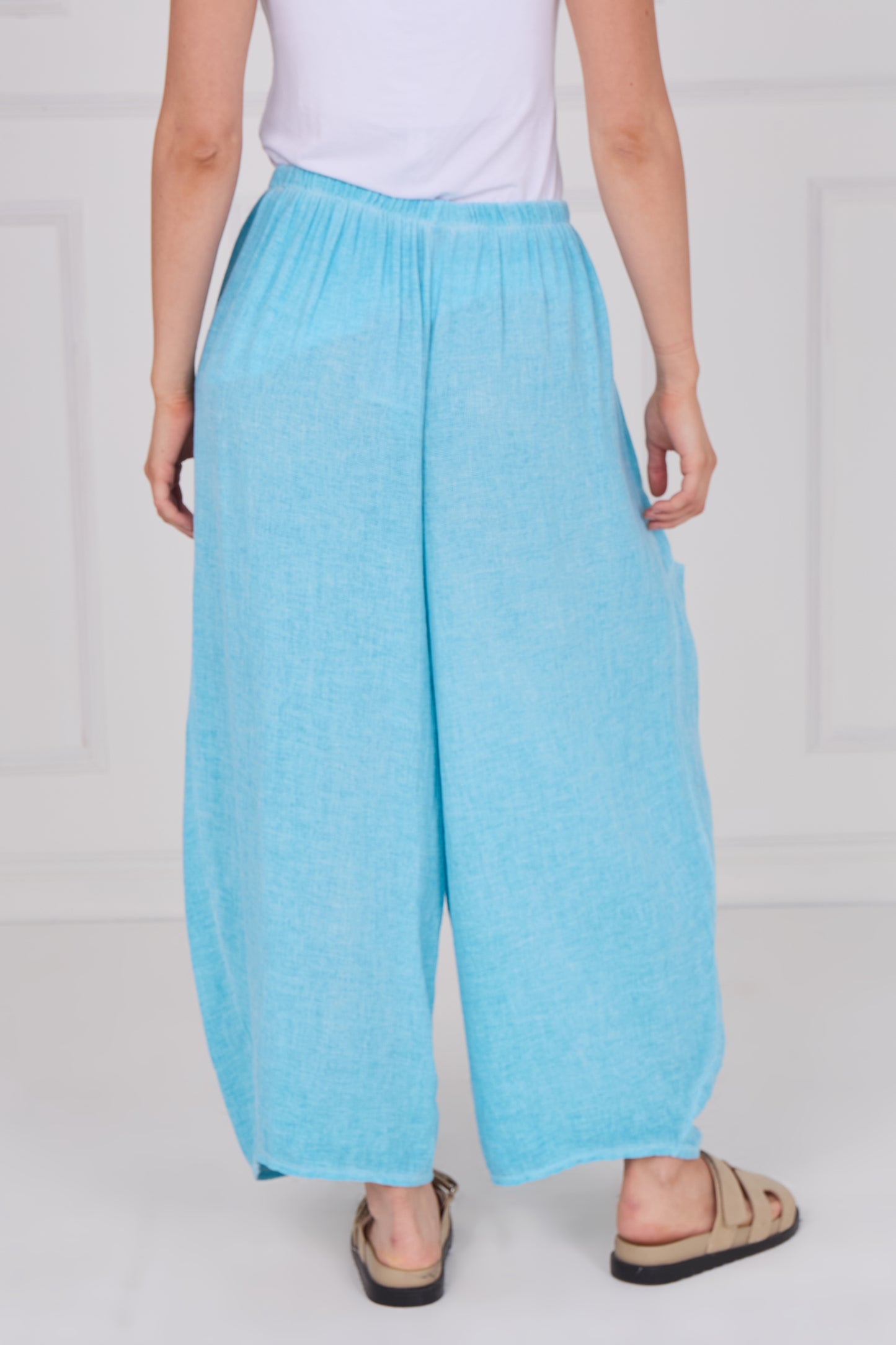 WASHED LINEN FRONT POCKET TROUSERS