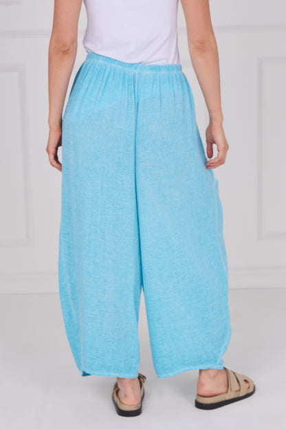 WASHED LINEN FRONT POCKET TROUSERS