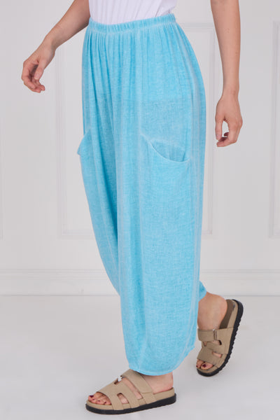 WASHED LINEN FRONT POCKET TROUSERS