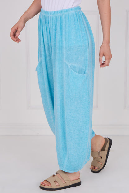 WASHED LINEN FRONT POCKET TROUSERS