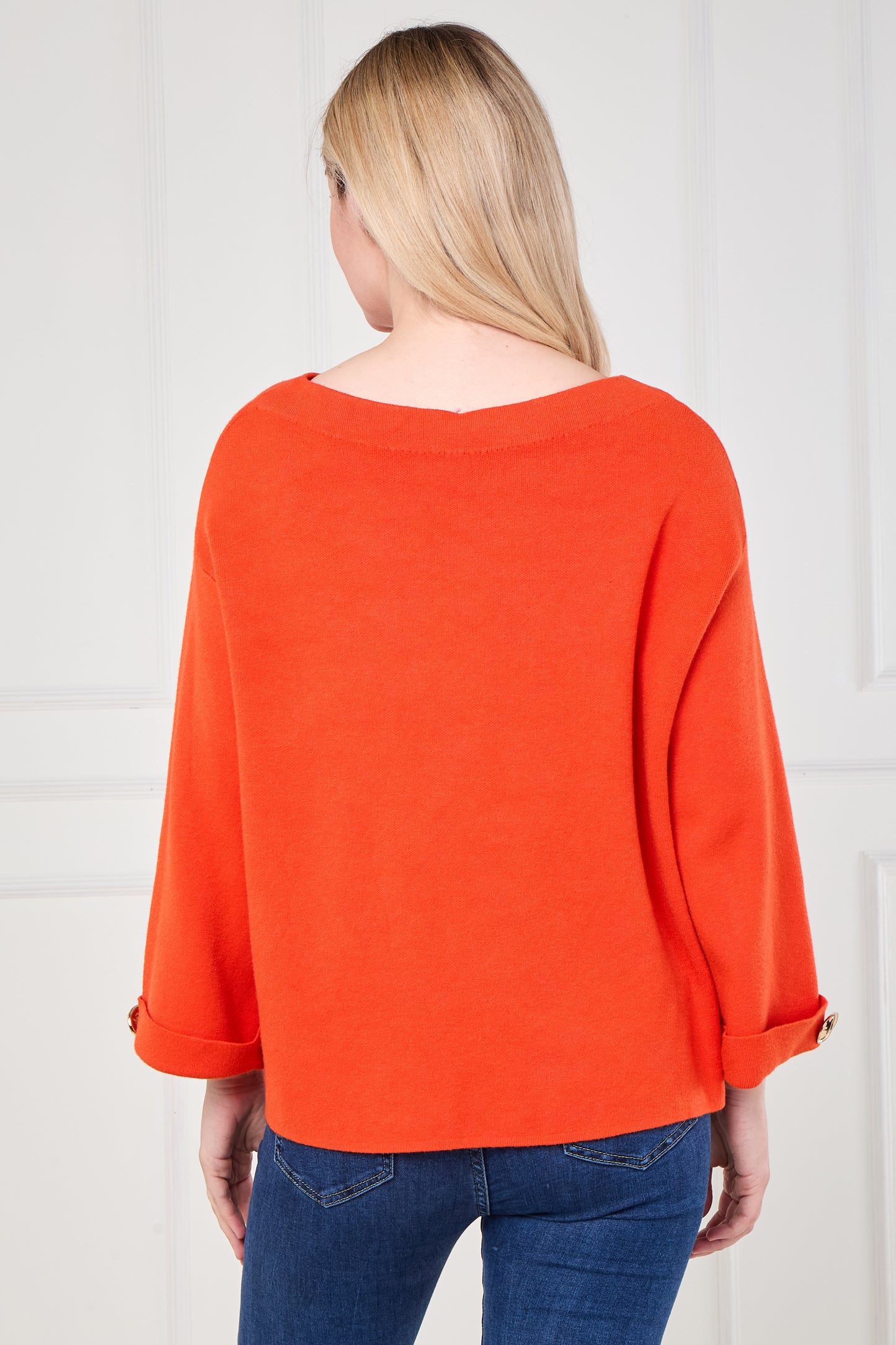 DIAMOND EMBELLISHED FLOWER DETAILS FOLDED SLEEVE JUMPER