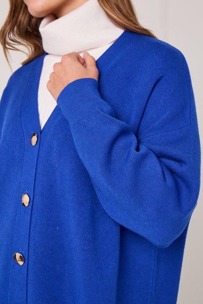 GOLD BUTTON V-NECK KNITTED CARDIGAN