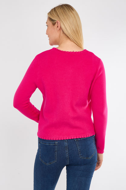 BLANKET STITCH GOLD BUTTONED CARDIGAN