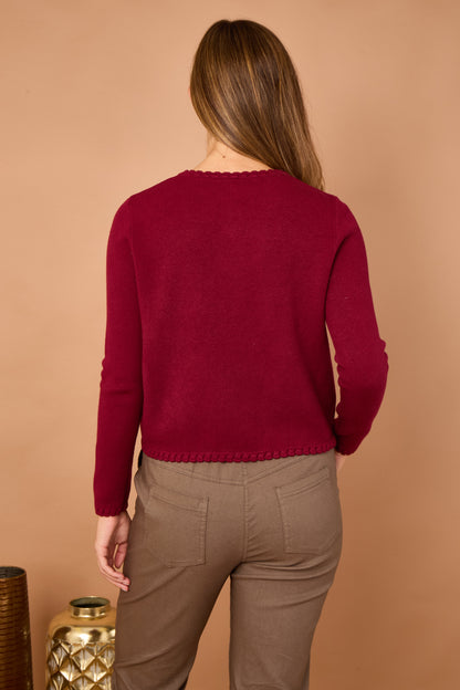 BLANKET STITCH GOLD BUTTONED CARDIGAN