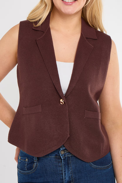 GOLD BUTTONED KNITTED GILET BLAZER