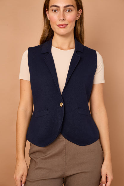 GOLD BUTTONED KNITTED GILET BLAZER