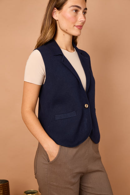 GOLD BUTTONED KNITTED GILET BLAZER