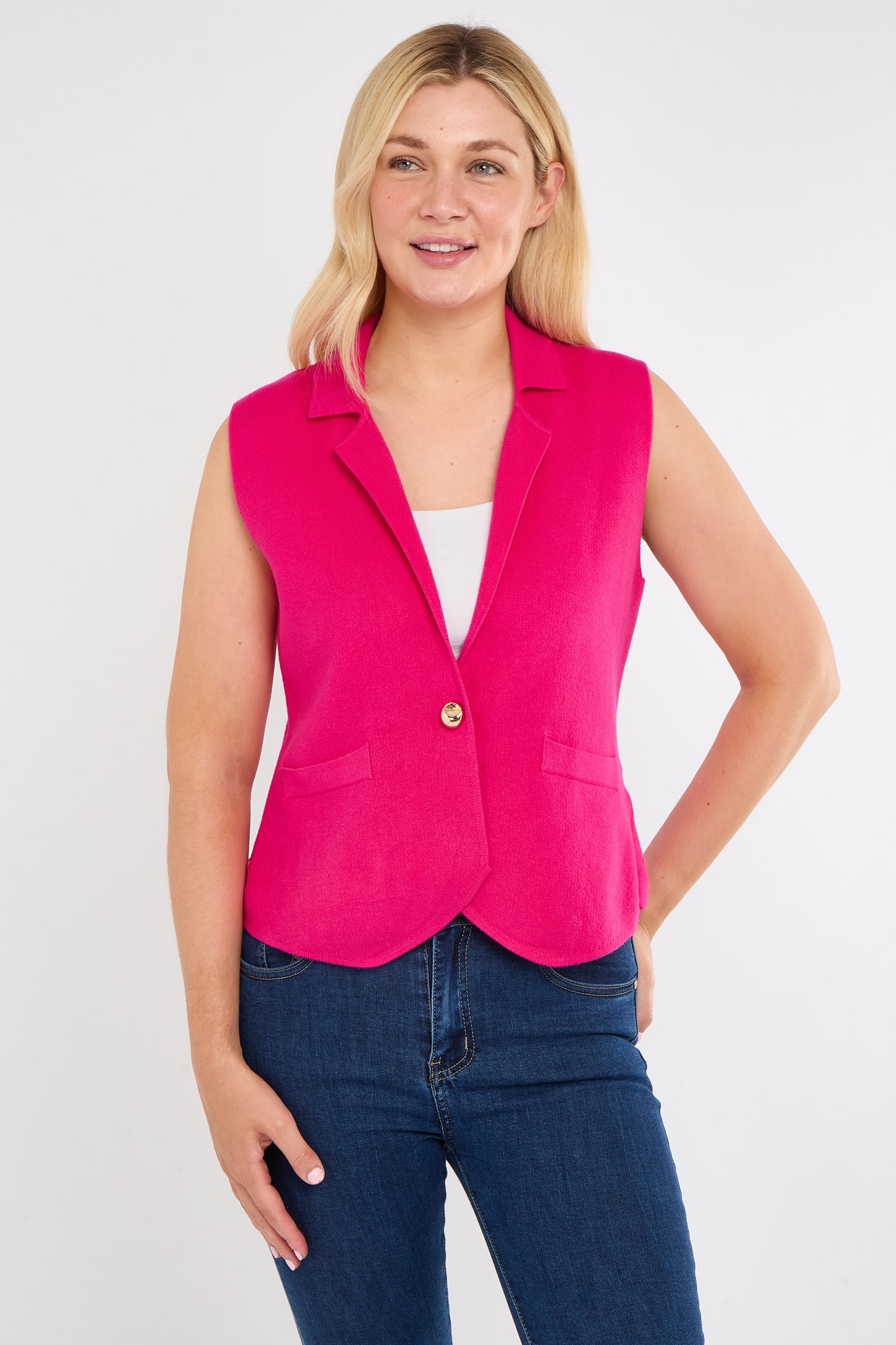 GOLD BUTTONED KNITTED GILET BLAZER