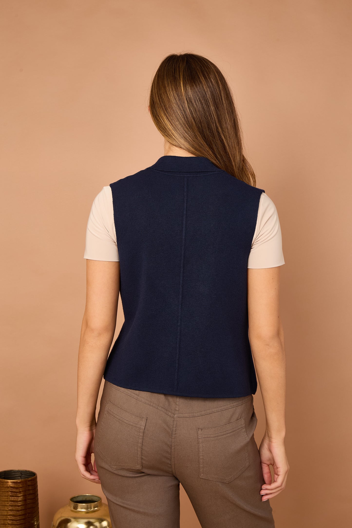 GOLD BUTTONED KNITTED GILET BLAZER