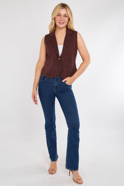 GOLD BUTTONED KNITTED GILET BLAZER