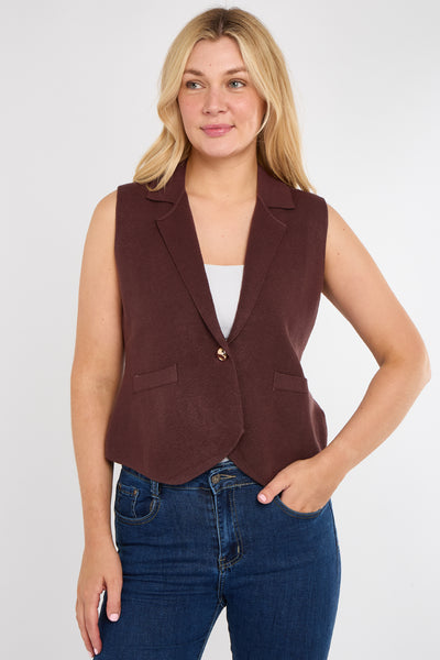 GOLD BUTTONED KNITTED GILET BLAZER