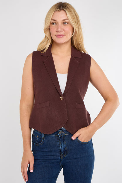 GOLD BUTTONED KNITTED GILET BLAZER
