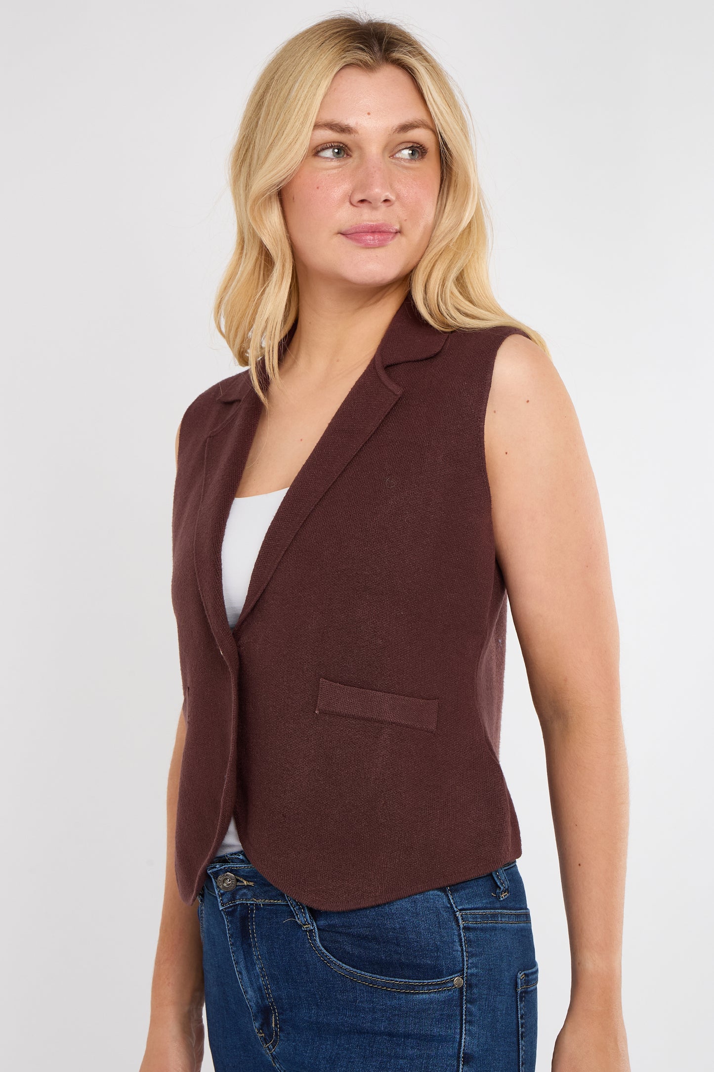 GOLD BUTTONED KNITTED GILET BLAZER