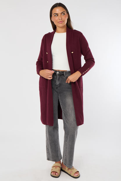GOLD BUTTON 2 POCKET LONG CARDIGAN