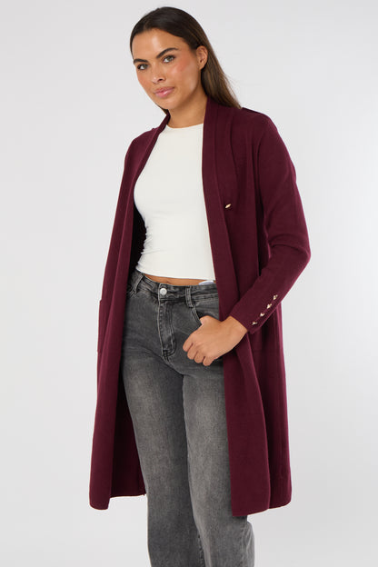 GOLD BUTTON 2 POCKET LONG CARDIGAN