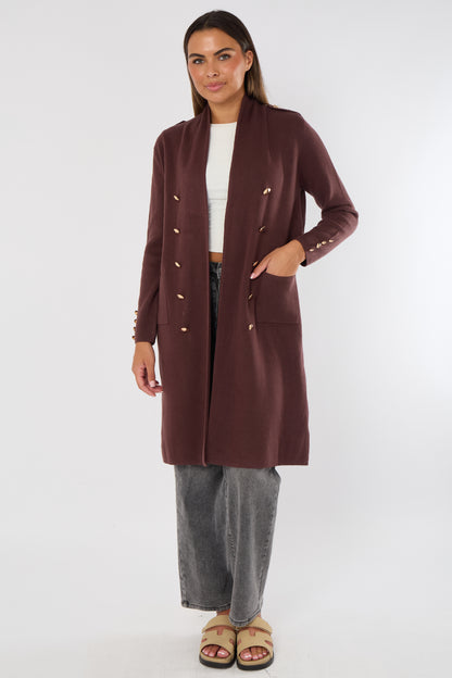 GOLD BUTTON 2 POCKET LONG CARDIGAN