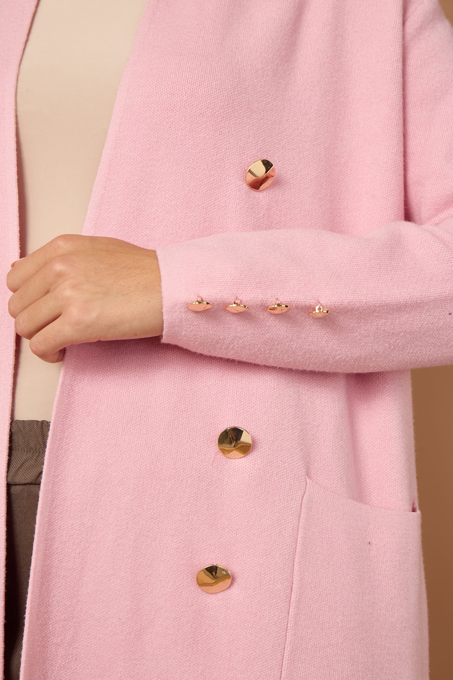 GOLD BUTTON 2 POCKET LONG CARDIGAN