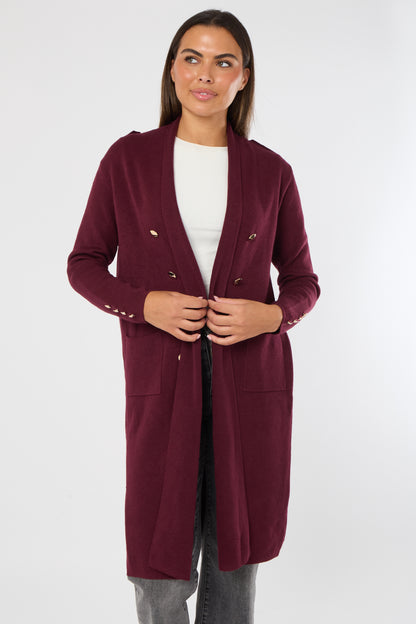 GOLD BUTTON 2 POCKET LONG CARDIGAN