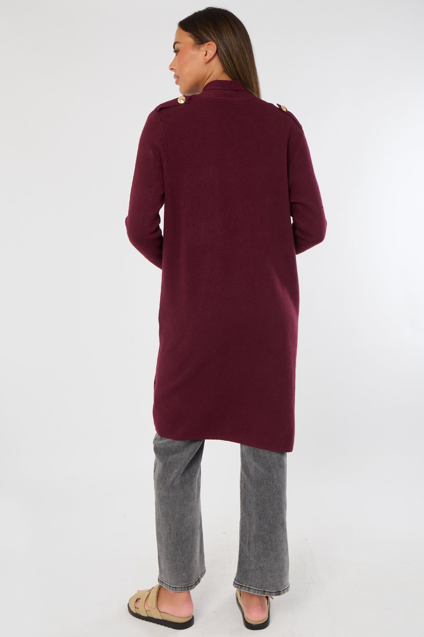 GOLD BUTTON 2 POCKET LONG CARDIGAN
