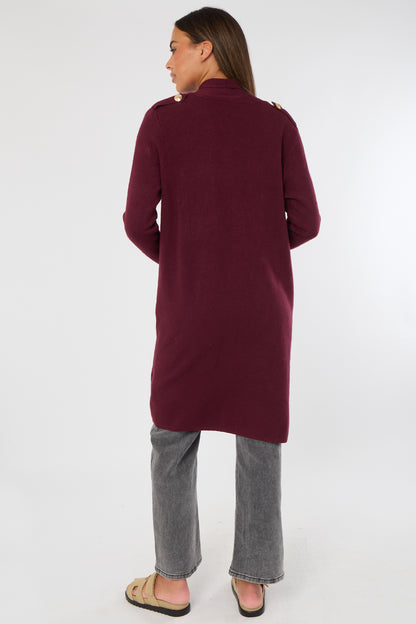 GOLD BUTTON 2 POCKET LONG CARDIGAN