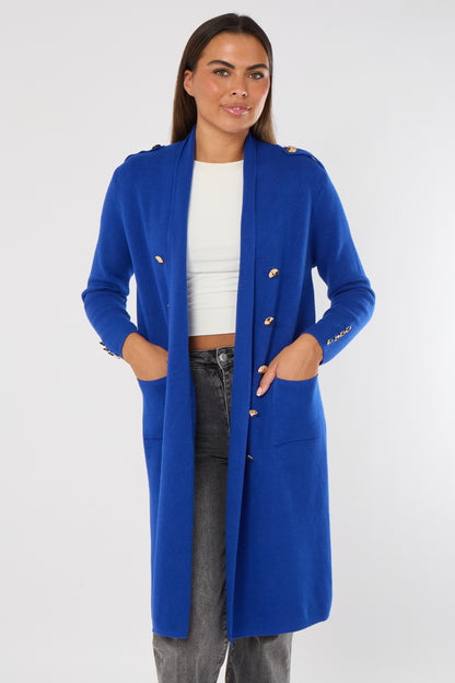 GOLD BUTTON 2 POCKET LONG CARDIGAN