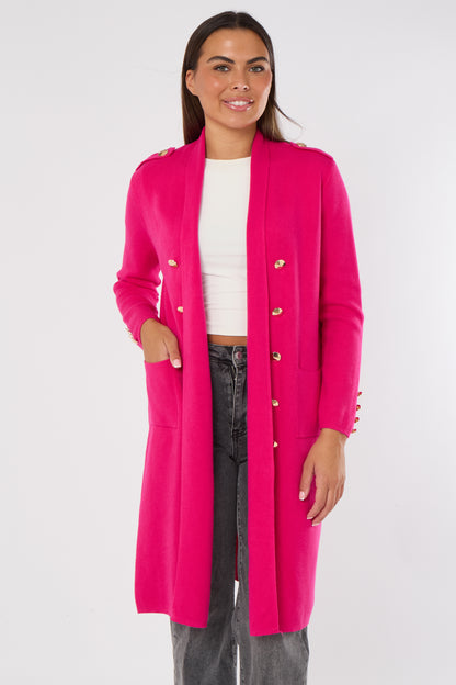 GOLD BUTTON 2 POCKET LONG CARDIGAN