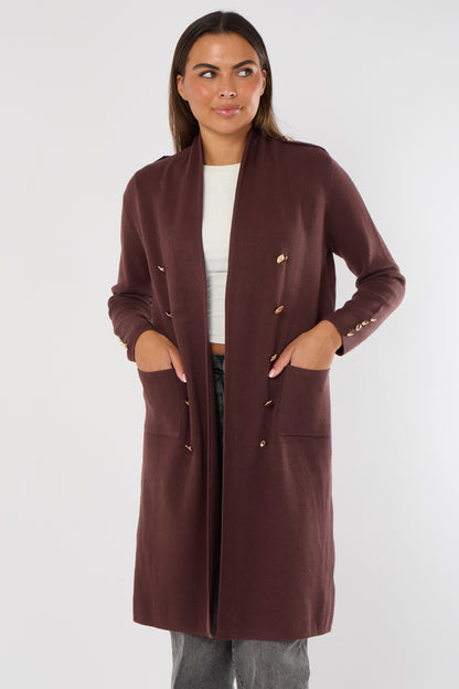 GOLD BUTTON 2 POCKET LONG CARDIGAN