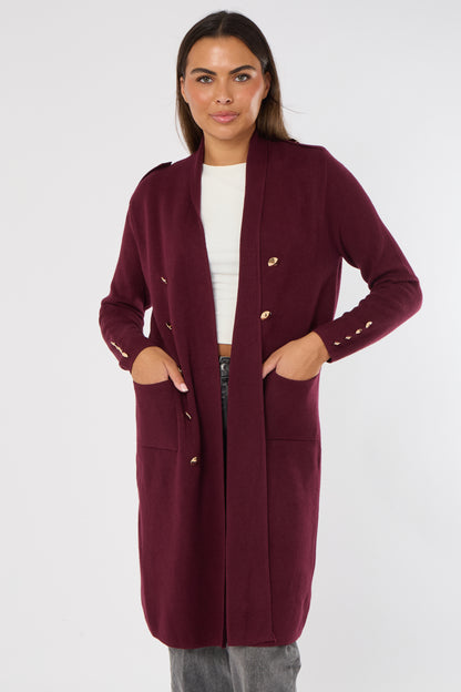 GOLD BUTTON 2 POCKET LONG CARDIGAN