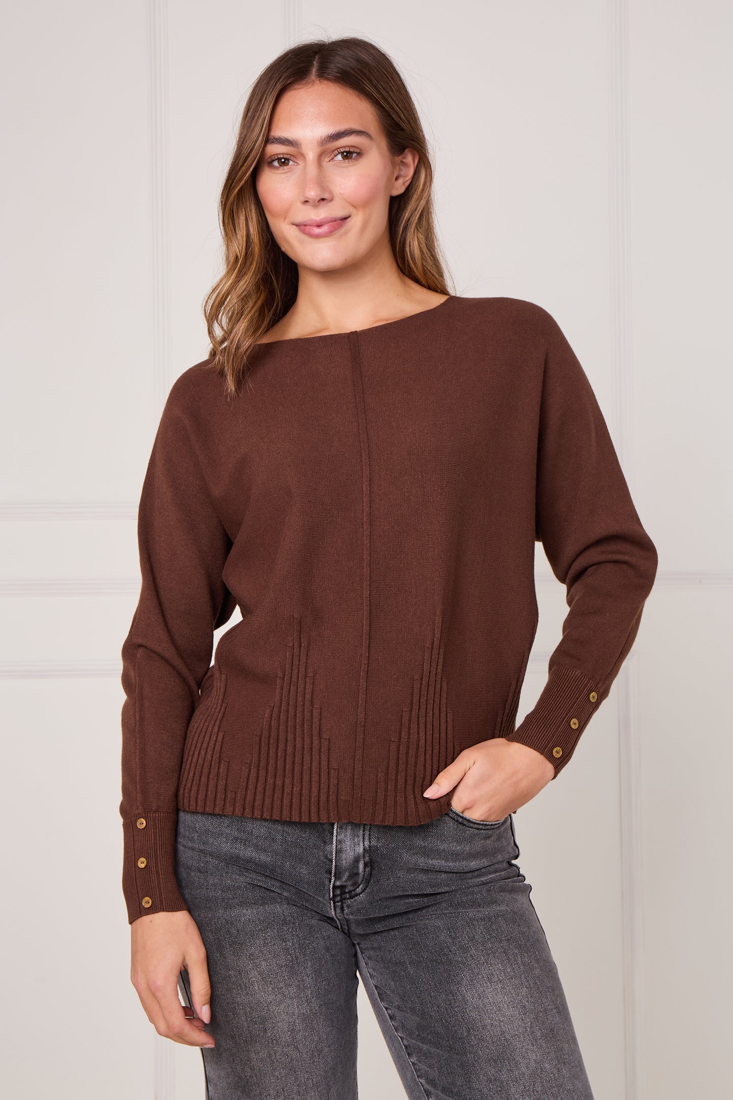 SEAM FRONT RIBBED BOTTOM JUMPER