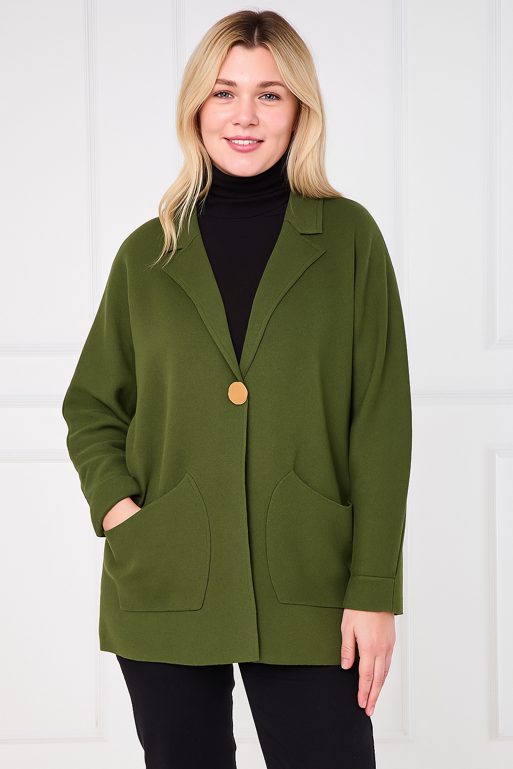 GOLD BUTTON FOLDED SLEEVE JACKET