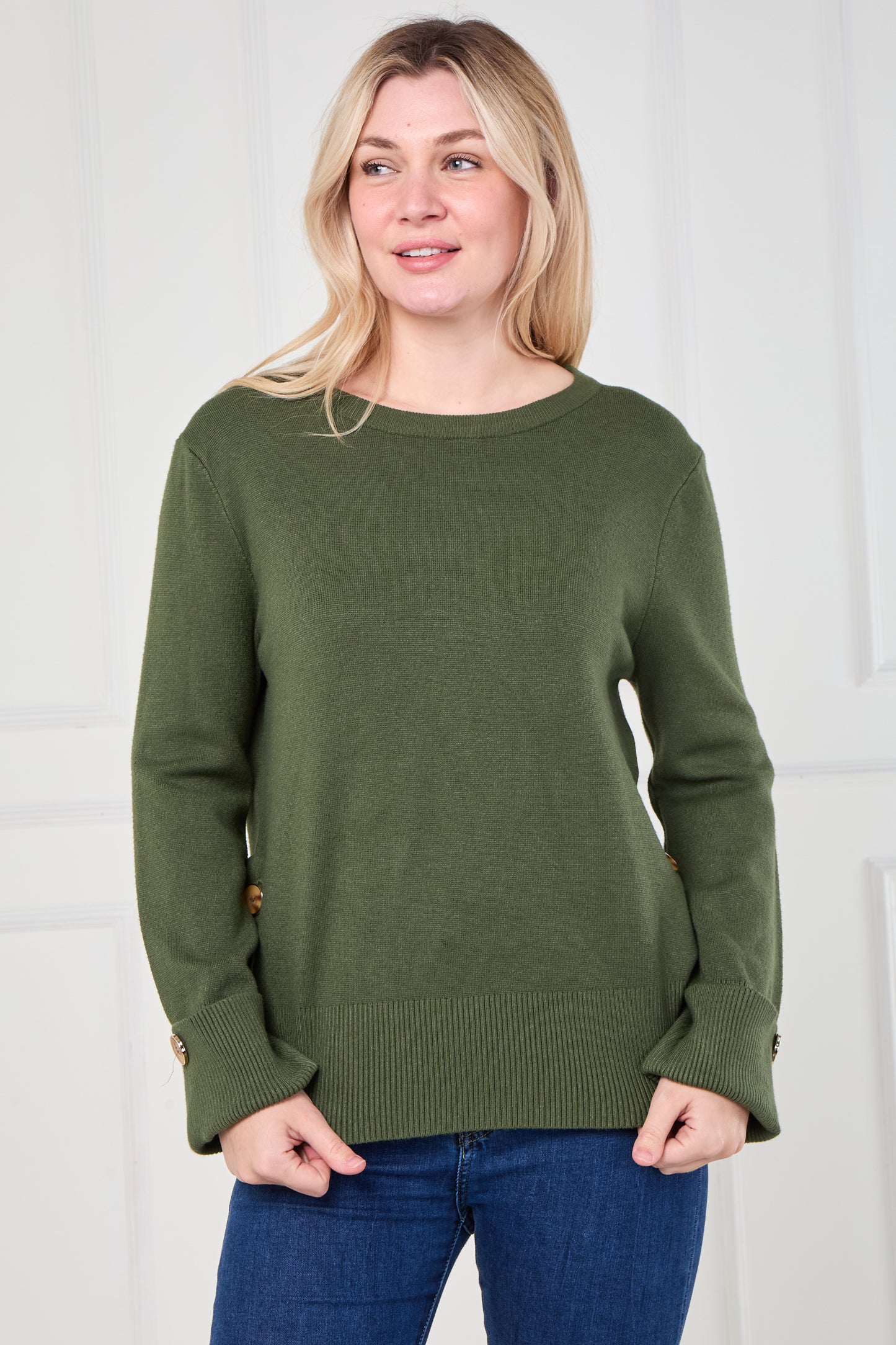 CREW NECK GOLD BUTTONS JUMPER