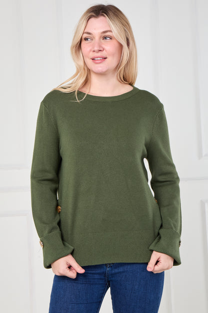 CREW NECK GOLD BUTTONS JUMPER