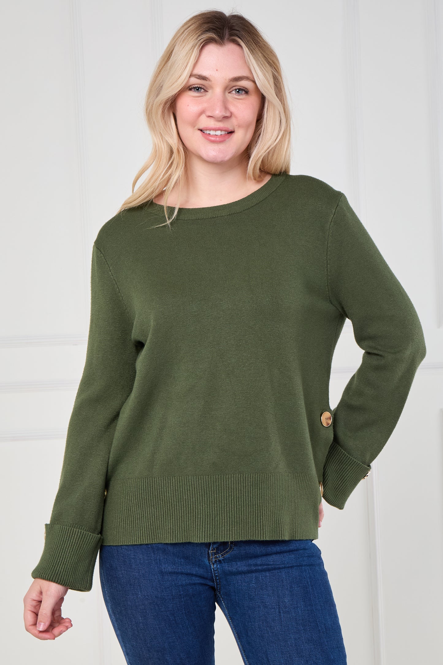 CREW NECK GOLD BUTTONS JUMPER