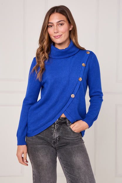 TURTLE NECK BUTTONED FRONT OPEN JUMPER