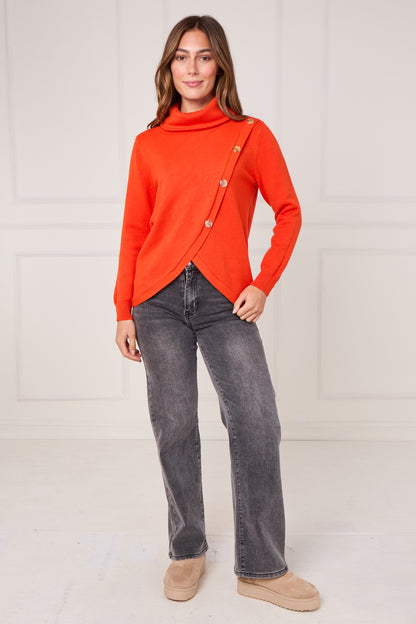 TURTLE NECK BUTTONED FRONT OPEN JUMPER