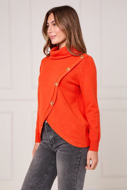 TURTLE NECK BUTTONED FRONT OPEN JUMPER