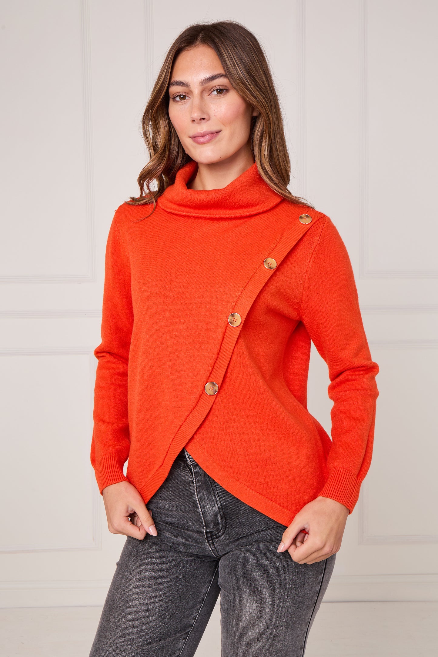 TURTLE NECK BUTTONED FRONT OPEN JUMPER